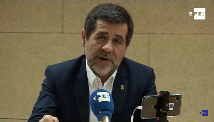 Screenshot of jailed leader Jordi Sànchez's press conference on April 18, 2019 